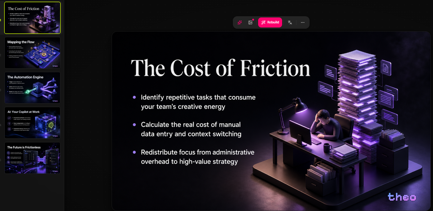 OpenCharts AI-generated presentation slide, The Cost of Friction