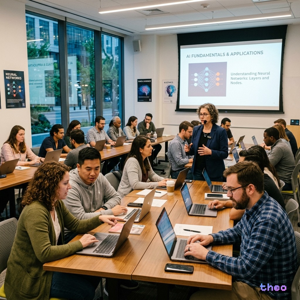 AI-generated image of an AI fundamentals training session